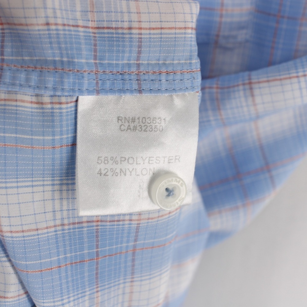 Simms Shirt Mens M Blue Plaid Pearl Snap Short Sleeve Vented Fishing - Picture 6 of 8